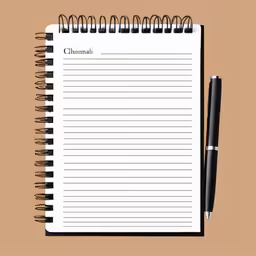 a note pad next to a pen on a surface