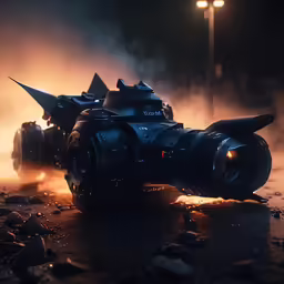a car that looks like it is being driven through some smoke
