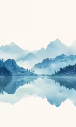 an image of mountains in the fog