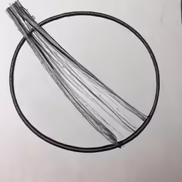 a pencil drawing of a section of a bamboo raft