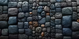 a bunch of rocks are arranged on top of each other