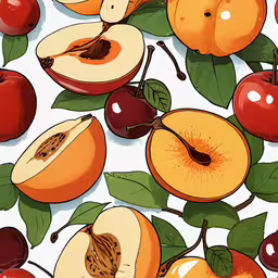 many different types of apples on a table,fruit that has been drawn on to fabric