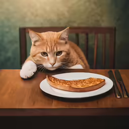 a cat leaning over the edge of a plate