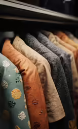there are some pillows on a rack