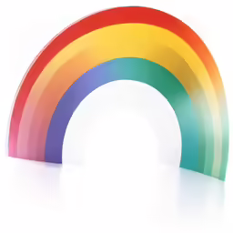 a rainbow shaped cake topper on white background