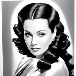 a black and white photograph of a woman with a large hairdo