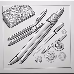 a pen and other office supplies from the first half of the twentieth century