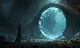 a photo of someone standing in front of a giant round entrance