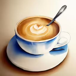 a painting of a cup of coffee on top of a saucer