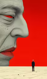 an animated image of an old man with his nose open