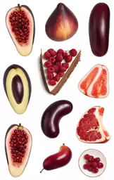an assortment of fruits and vegetables laid out in a circle