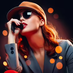 the woman in sunglasses is holding a cellphone to her ear