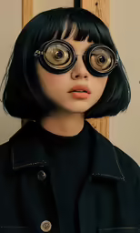 a model wears large glasses on her eyes