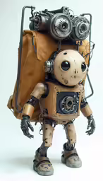 a robot that is carrying an old bag