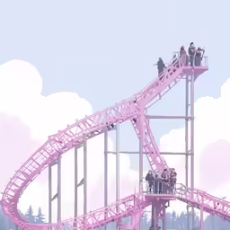 an amusement ride with a crowd riding it