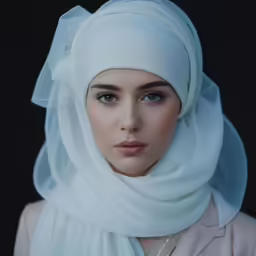 a woman in a hijab looking at the camera