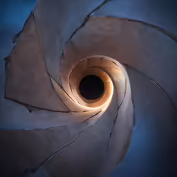 looking up into an elegantly shaped spiral stairway