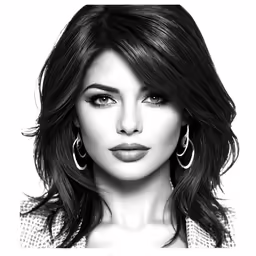 a woman with dark hair and large earrings