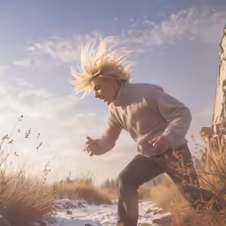a person jumping in the air on top of a snow covered ground