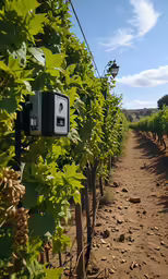 the camera is on a pole at the end of a road