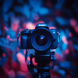 a camera is on top of a tripod