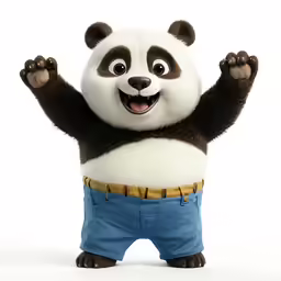 a panda is in the middle of jumping