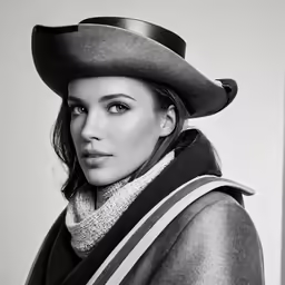 a woman is wearing a hat and scarf