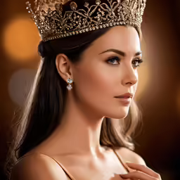 a woman wearing a tiara looking ahead