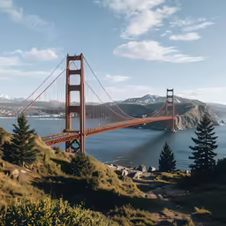 a bridge spanning the width of a large body of water