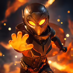 a digital rendering of a person holding an arm in the air