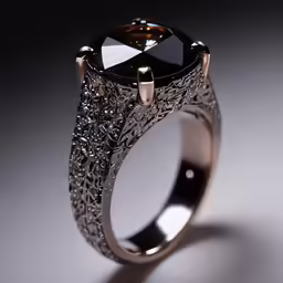 a fancy engagement ring with a black diamond