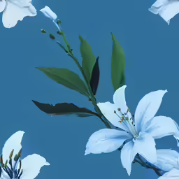 close up of a branch with white flowers and leaves