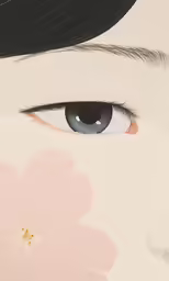 close up of an eye and flower on it