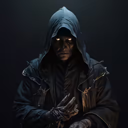 a character from the dark knight game, with one hand out