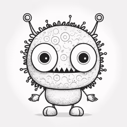 a black and white cartoon creature with big eyes