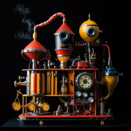 an oil pipe is displayed with different kinds of steam engines