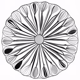 an artistically designed flower is shown in black and white