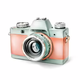 an antique camera that has been painted to look like it is in the color of pink