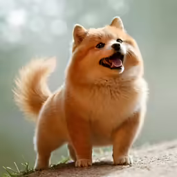 a dog with his mouth open in front of a blurry background