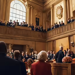 the judge and his court, with the bench full