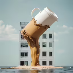 there is a huge trash can in the water