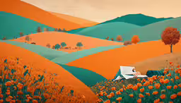 man laying down with a magazine looking at an image,a painting of a woman reading a book while sitting on the hill
