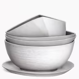 four white plates on top of each other