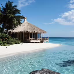 the beach is filled with clear blue waters