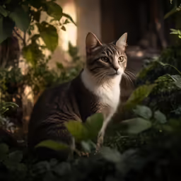 a close up of a cat sitting in the grass