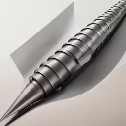 an object with a pointed end in front of a piece of paper