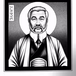 a portrait of jesus with a beard and wearing a white robe