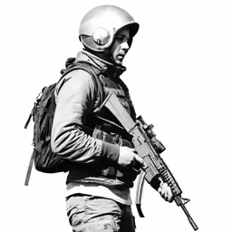 an armed soldier holding an ak 47 gun