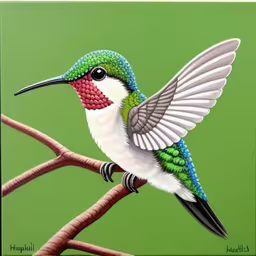 a bird perched on a tree branch with a green background,a small bird sitting on top of a tree branch
