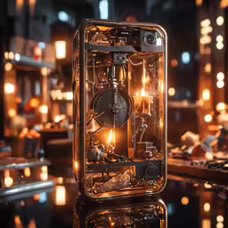 a small metal clock sitting on top of a table